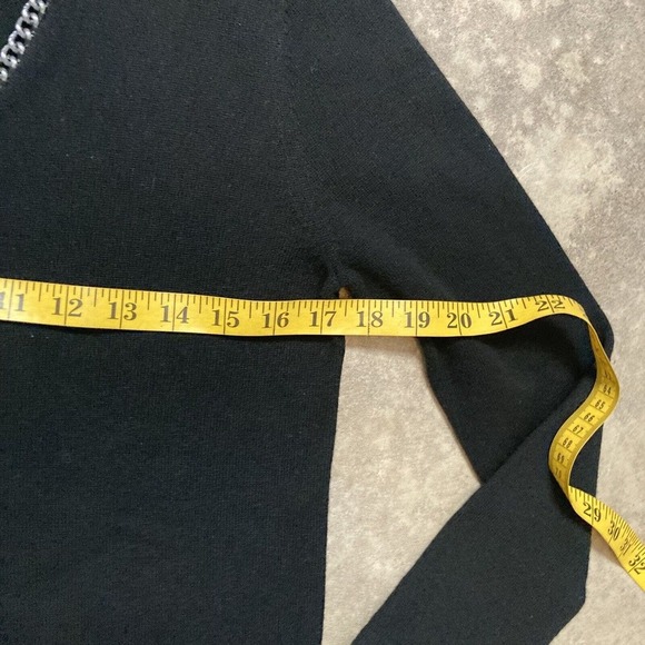 Georges Rech Paris Sweater Womens Medium Black Cashmere Wool Chain Neck - Picture 4 of 12